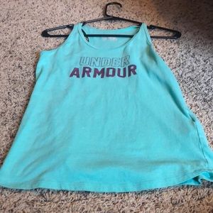 under armor blue tank top, girls size Large